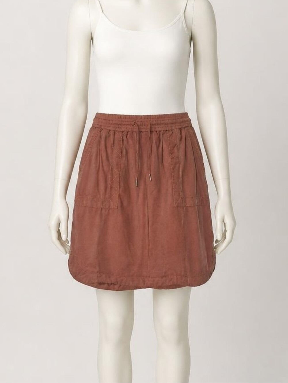 dip Terracotta Drawstring Pocket Mini Skirt With Pockets